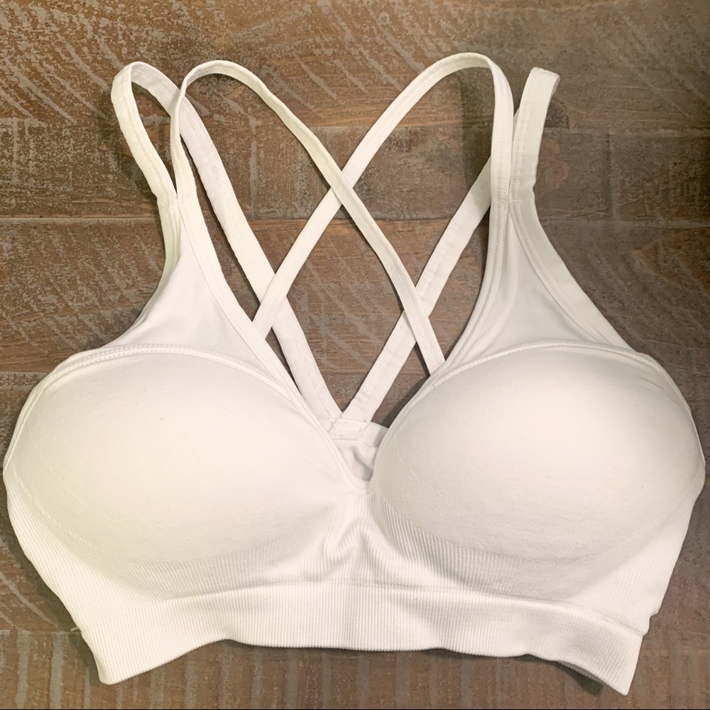 WHITE SPORTS BRA